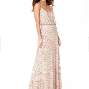 Adrianna Papell Women's Long Beaded Blouson Gown Size 4